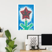 Red Star Christmas Tree Matchbox Art Print (Thuiskantoor)