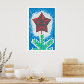 Red Star Christmas Tree Matchbox Art Print (Keuken)