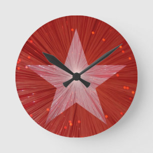 Red Star Clock Round Ronde Klok