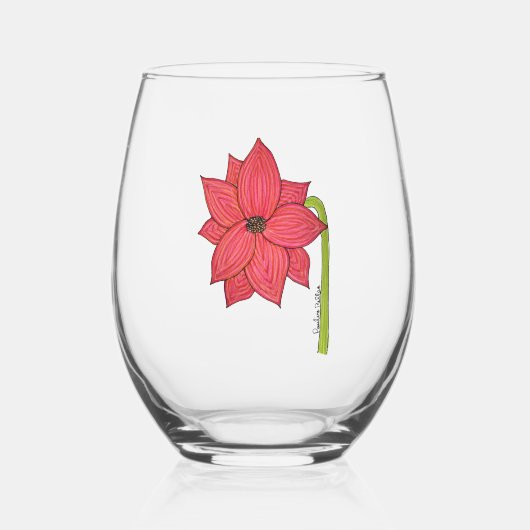 Red Star Flower Blank Wijnglas Zonder Voet (Voorkant)