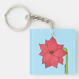 Red Star Flower Sleutelhanger