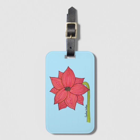 Red Star Flower with Blue background Bagagelabel (Voorkant (verticaal))