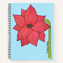 Red Star Flower with Blue background Notitieboek