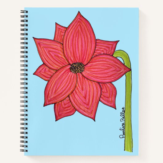 Red Star Flower with Blue background Notitieboek (Voorkant)