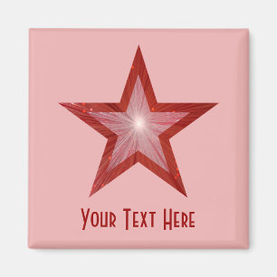 Red Star frigo 'Your Text' aimant carré rose