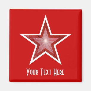 Red Star frigo 'Your Text' aimant carré rouge