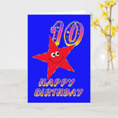 Red Star Happy 10th Birthday Card Kaart (Gele Bloem)