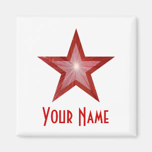 Red Star 'Jouw naam' koelkast magneet wit