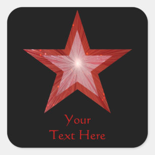 Red Star 'Jouw tekst' vierkante sticker zwart