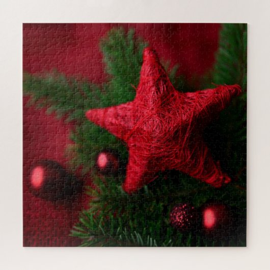 Red Star Kerstkerst Legpuzzel (Horizontaal)