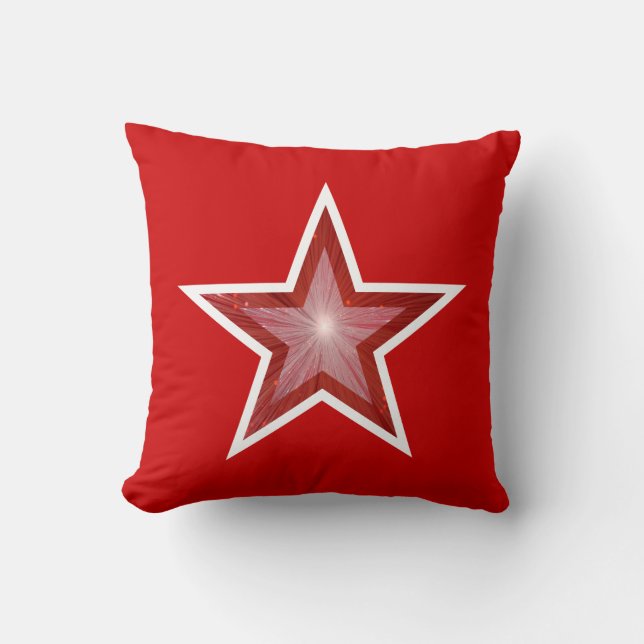 Red Star lance oreiller carré rouge blanc (Recto)