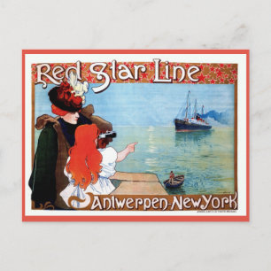Red Star Line Antwerpen-New York vintage-advertent Briefkaart