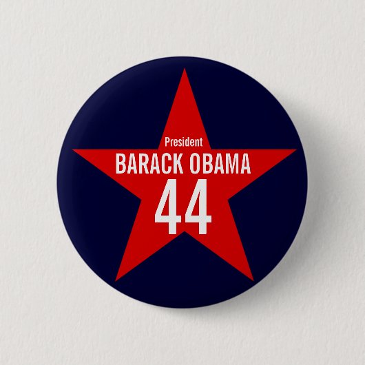 RED STAR OBAMA RONDE BUTTON 5,7 CM (Voorkant)