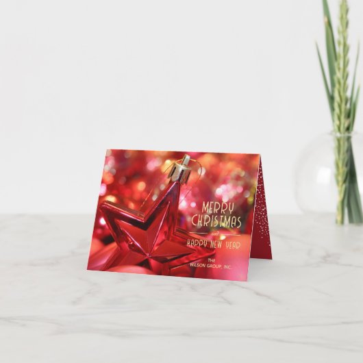 Red Star Ornament Business Dank u gevouwen Feestdagen Kaart (Voorkant)