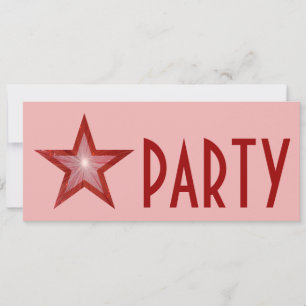 Red Star 'PARTY'-uitnodiging roze lang Kaart