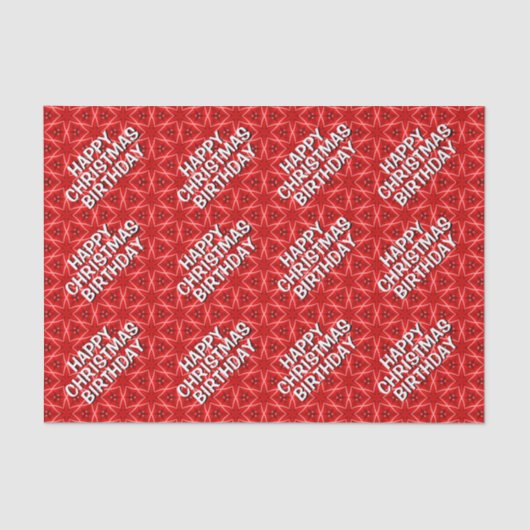 Red Star Pattern/Happy Kerstfeestdag Tissuepapier (Voorkant)