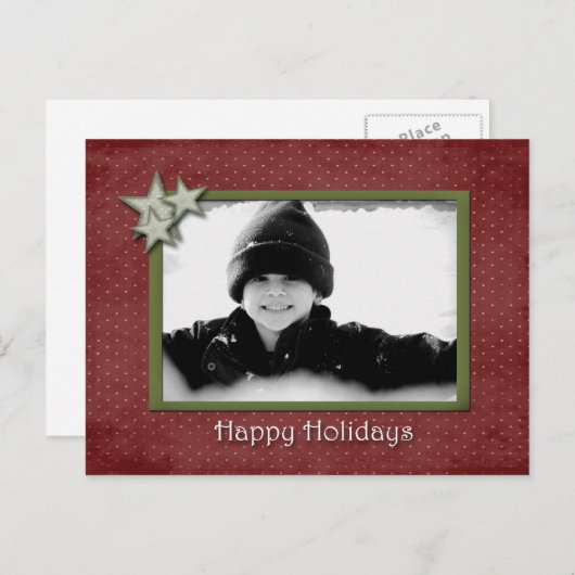 Red Star Photo-Briefkaart Feestdagenkaart (Voorkant / Achterkant)