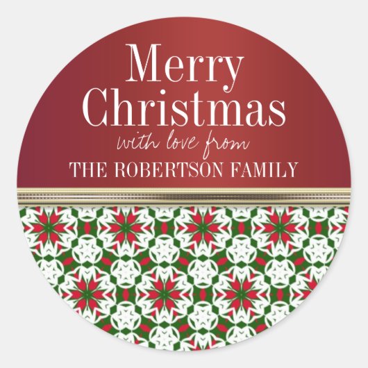 Red Star Ribbon Christmas Gift Label Stickers (Voorkant)