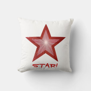 Red Star 'STAR!' lancer oreiller carré blanc