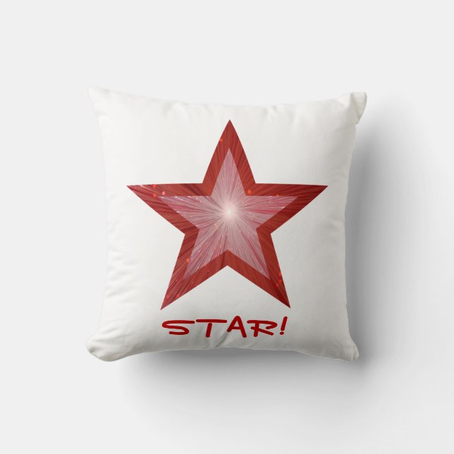 Red Star 'STAR!' lancer oreiller carré blanc (Recto)