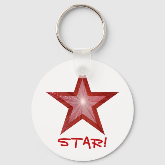 Red Star 'STAR' sleutelhanger wit (Voorkant)
