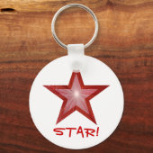 Red Star 'STAR' sleutelhanger wit (Voorkant)