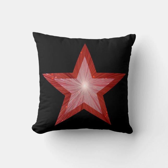 Red Star 'Text' lance oreiller carré noir (Recto)