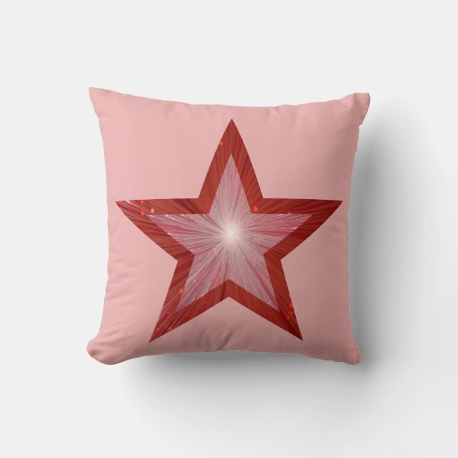 Red Star 'Text' lancer oreiller carré rose pâle (Recto)