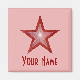 Red Star 'Your Name' frigo aimant carré rose