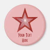 Red Star 'Your Text' frigo aimant rose (Devant)