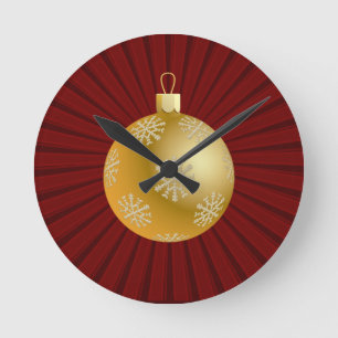 Red Starburst Stripes Ornament Wall Clock Ronde Klok