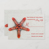 Red Starfish Sand Beach Destination Wedding RSVP (Devant / Derrière)