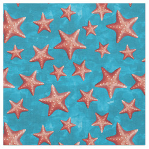 Red Starfish Summer Beach Nautical Coastal Stof