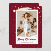 Red Starry Photo Joyeuse carte de Noël (Devant / Derrière)