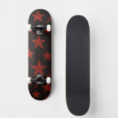 Red Stars Black Background Grunge Skateboard (Voorkant)