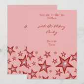 Red Stars invitation rose vertical rose (Devant / Derrière)