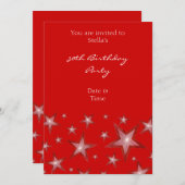 Red Stars invitation verticale rouge (Devant / Derrière)