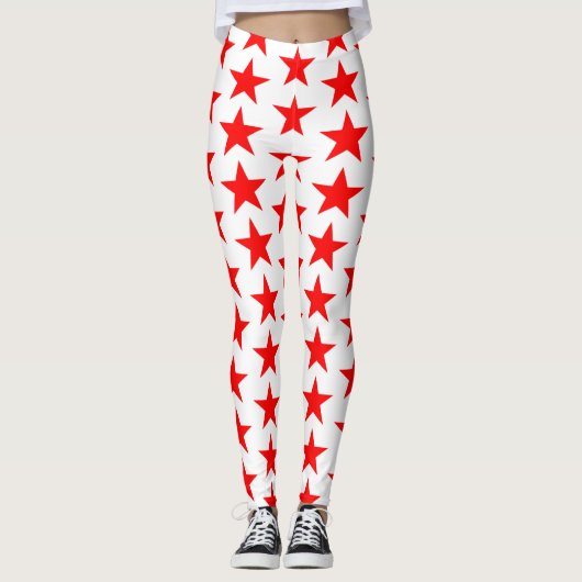 Red Stars Patroon Leggings (Voorkant)