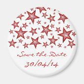 Red Stars 'Save the Date' frigo aimant blanc (Devant)