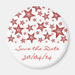 Red Stars 'Save the Date' frigo aimant blanc