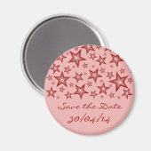 Red Stars 'Save the Date' frigo aimant rose (Recto/Verso)