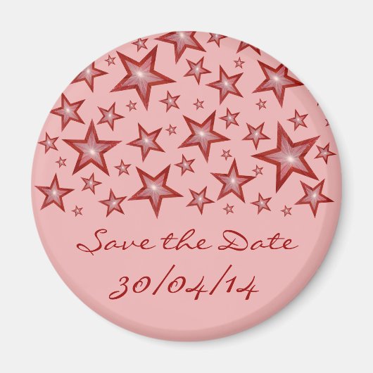 Red Stars 'Save the Date' frigo aimant rose (Devant)