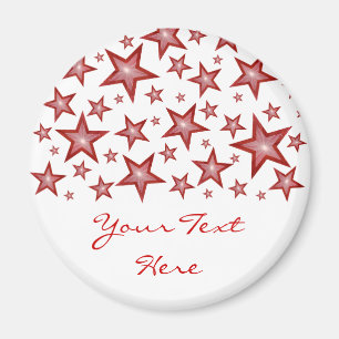 Red Stars 'Your Text' frigo aimant blanc