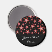 Red Stars 'Your Text' frigo aimant noir (Recto/Verso)