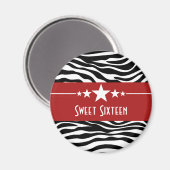 Red Stars Zebra Print Sweet 16 Magnet (Recto/Verso)