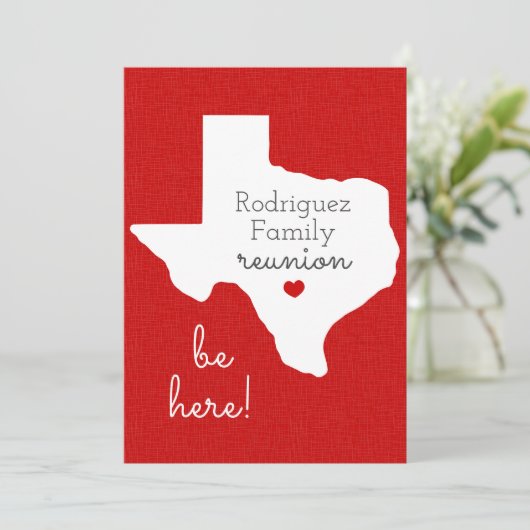 Red State of Texas Family Reunion Invitation Kaart (Staand voorkant)