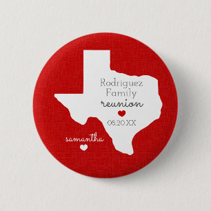 Red State of Texas Family Reunion Ronde Button 5,7 Cm