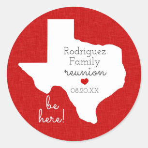 Red State of Texas Family Reunion Ronde Sticker