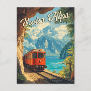 Red Steam Locomotive Souvenir:  Zwitserse Alpen Briefkaart