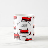 Red Steam Train Pattern Gepersonaliseerd naam Koffiemok (Center)